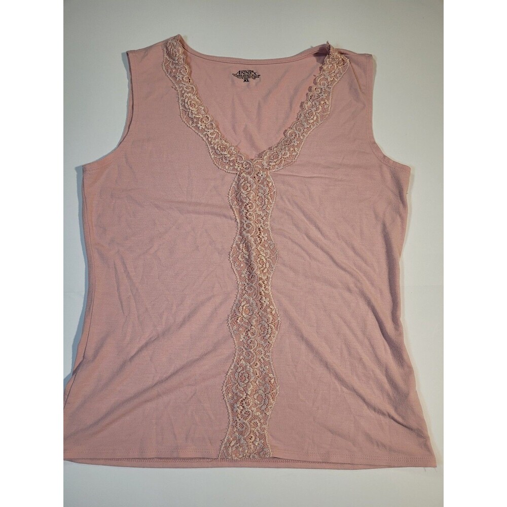 Annex Casual Corner  Pink Lace Trim V-Neck Tank Top Size XL. #104